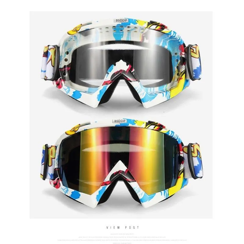 Lunettes de soleil Verres de moto colorées Moto Racing Hommes Femmes Pour Moto Casque flexible Casque Croix Ski Lunettes de ski