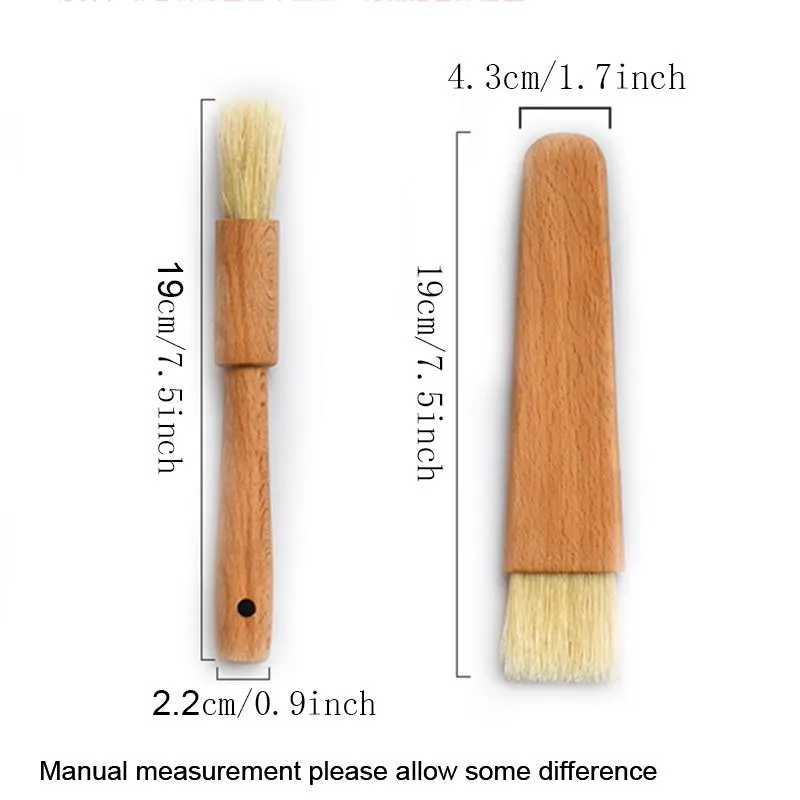 Household Wooden Oil Brushes Wood Handle BBQ Tools Grill Pastry Butter Honey Sauce Basting Bristle Round Flat Brush Baking Cooking Kitchen Tool HY0238