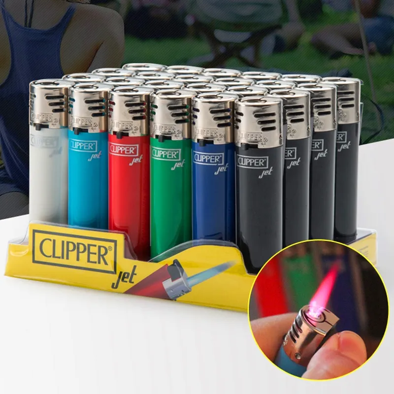 Original Clipper Isqueiro Jato Chama Direta Gás Butano Flint Cachimbo Fumar Isqueiro Inflável Compacto Portátil À Prova de Vento Atacado SEM GÁS