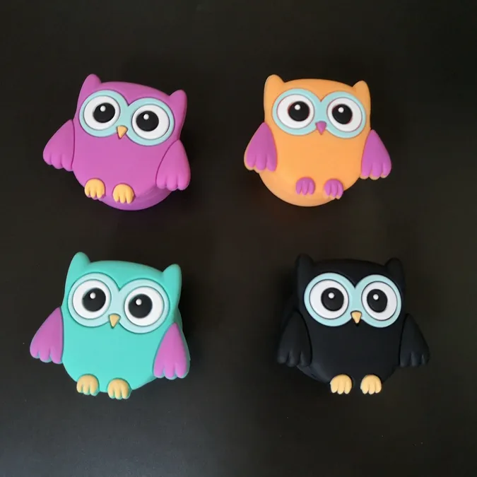 Owl Shape Wax Containers Cartoon Silicone Box 11ml Food Grade burkar Dab Dabber Tool Storage Bho Hash Oil Herb Gummihållare för vape DHL