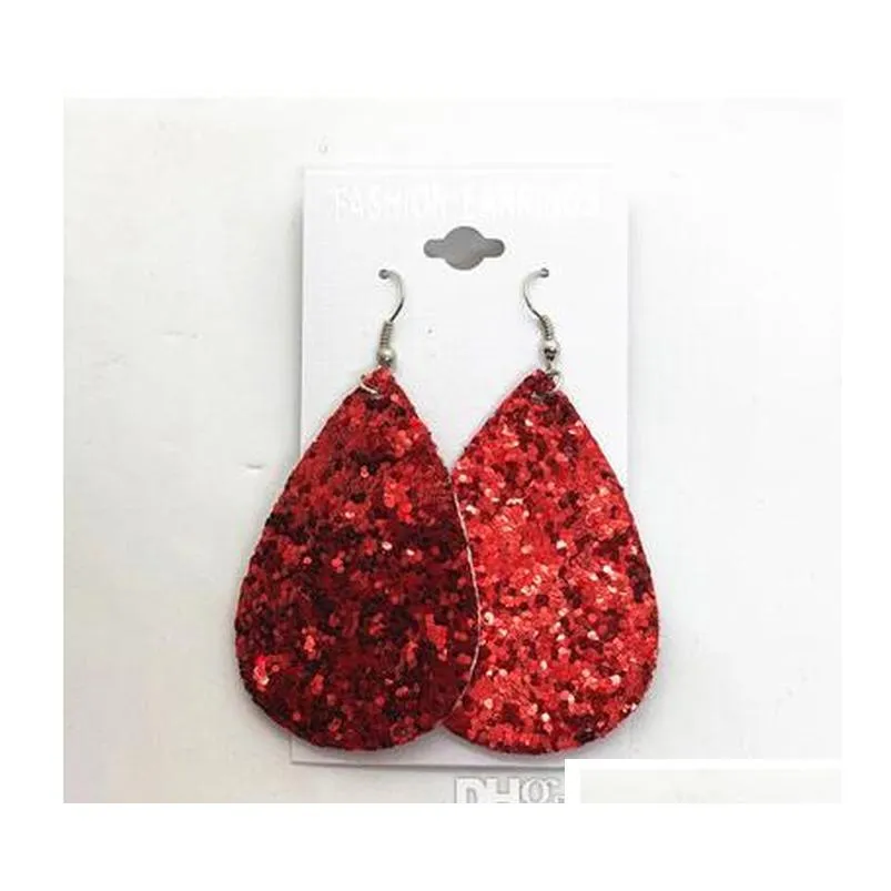 bohemian fashion jewelry simple pendant drop earrings for women glitter tear leather earrings 6 color best friend gifts a79-a8