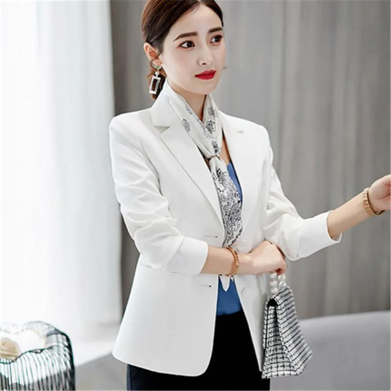 Women's Suits & Blazers 2022 Women Slim Office Ladies Elegant Single Breasted Solid Blazer Fashion Korean Casual Womens Coat Simple Soft