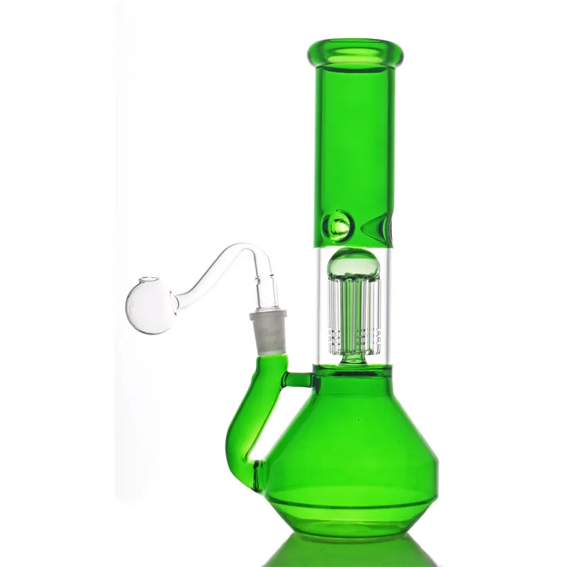 10.5 인치 유리 비커 봉수 물 파이프 팔 트리 퍼크 봉 수 Percolator Honeycomb Recycler Hookah Bong 14mm 유리 오일 버너 파이프