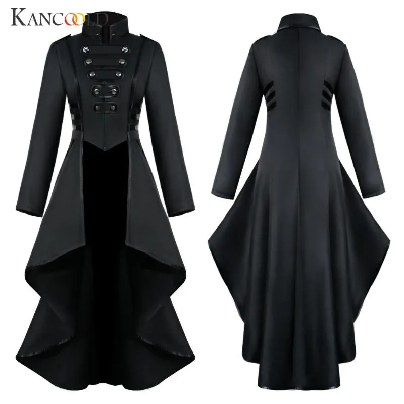 Damenjacken KANCOOLD Vintage Gothic Steampunk Langer Mantel Frauen Knopf Spitze Korsett Halloween Kostüm Party Frack weiblich