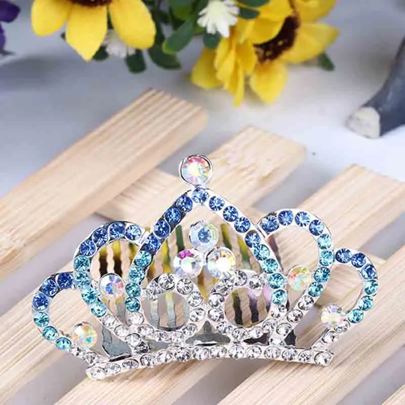 Filles Couronne Princesse Diadème Peigne Cristal Strass Couronne Peigne À Cheveux Tête Porter Accessoires De Cheveux filles cadeau d'anniversaire volonté et sable nouveau