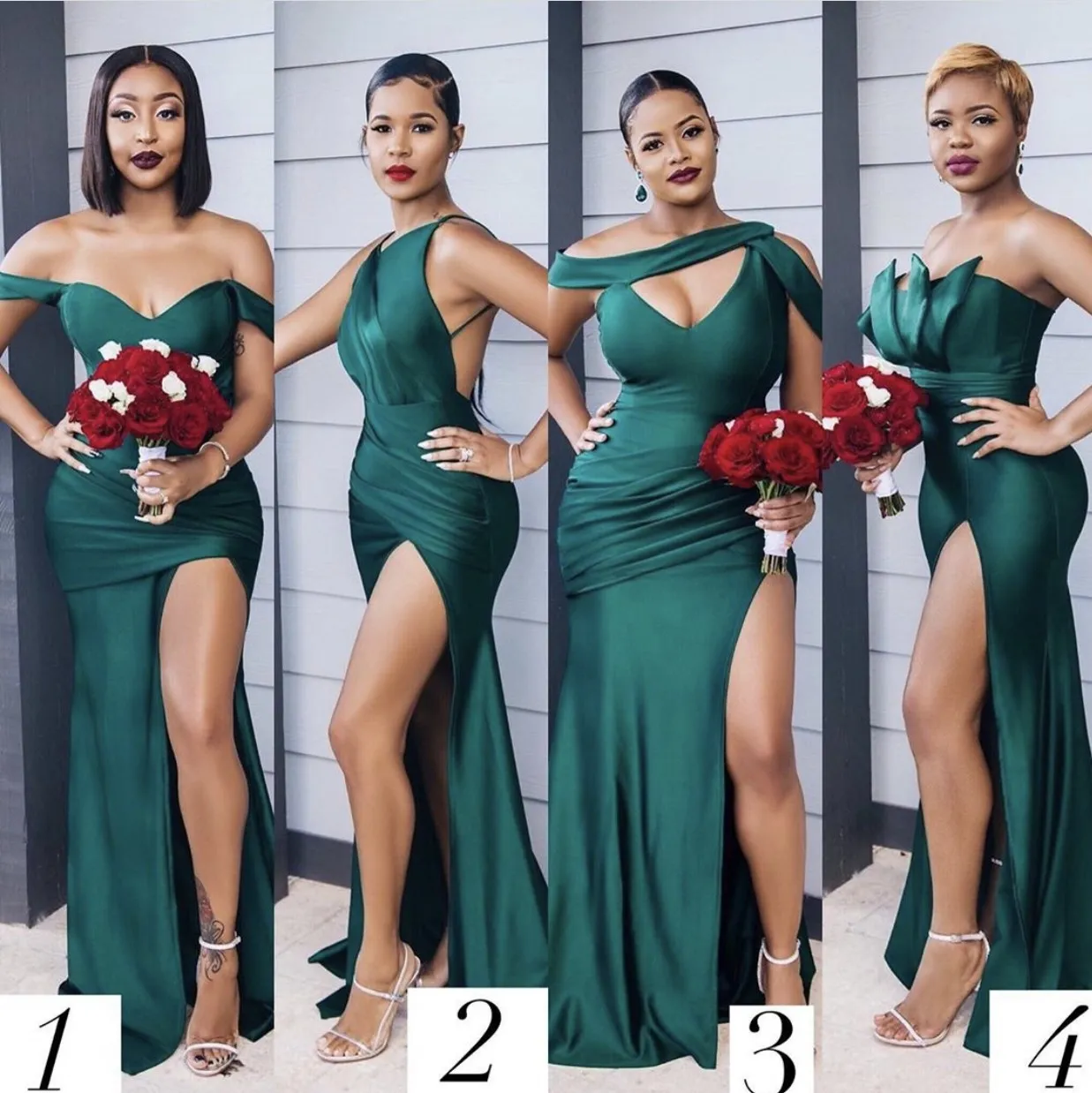 Dark Green African Bridesmaid Dresses 2021 Mermaid Split Maid Of Honor Gowns Formal Wedding Party Guest junior Dress