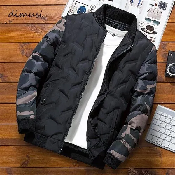 Zima Mężczyźni Kurtka Bomber Casual Bawełna Grube Ciepłe Parkas Płaszcze Męskie Termiczne Outwear Windbreaker Kurtki Odzież 4XL