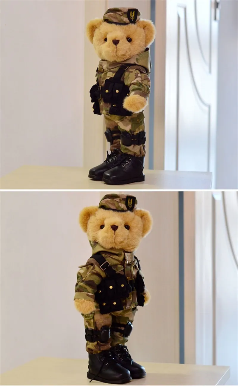 Military Teddy Bear Plush Toy: Soft Cotton Uniform Doll For Collectors, Veterans, And Christmas ...