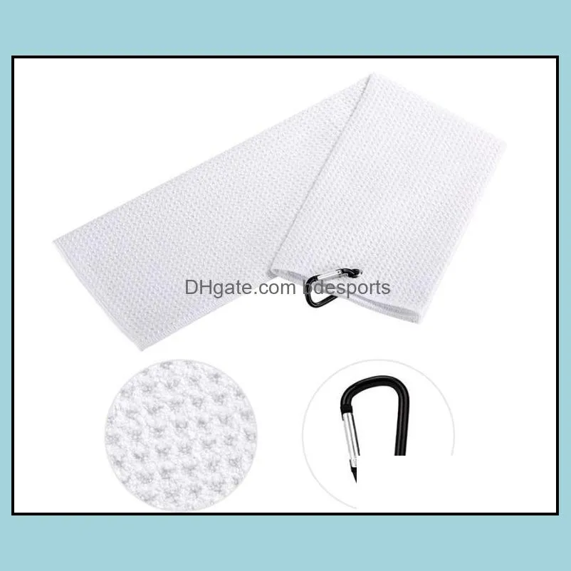 Golf Towel Microfiber Fabric Waffle Pattern Carabiner Resistant Clip Accessories SN6270