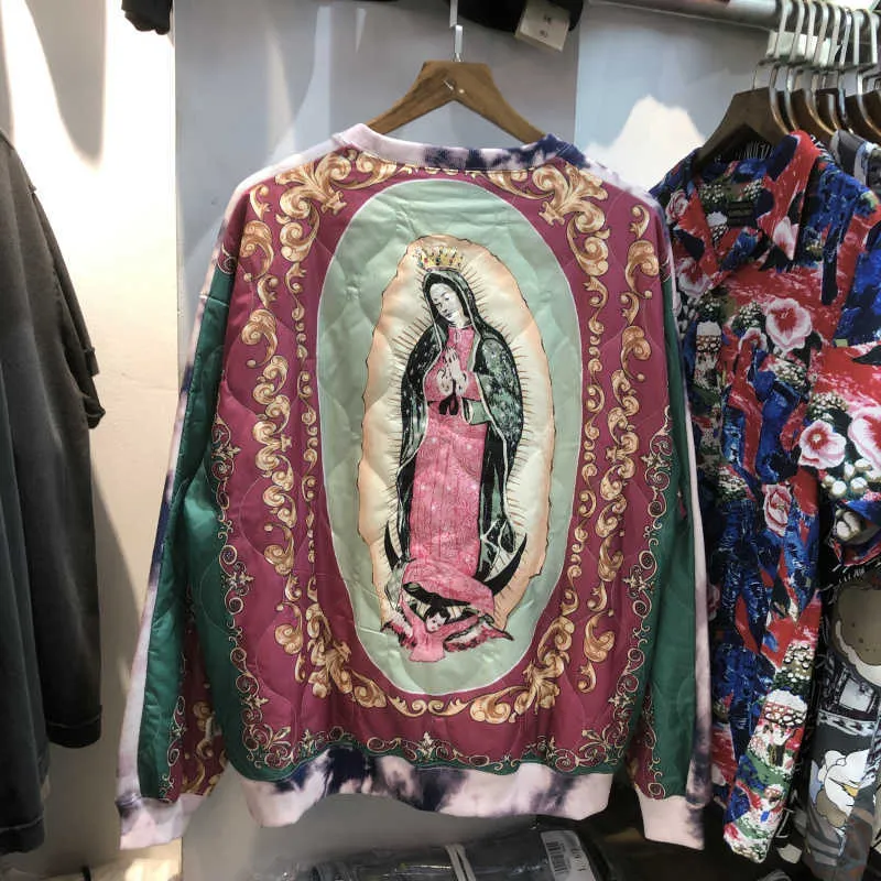 Kapital pingtian Hehong Jungfrau Maria Guanyin Bodhisattva religiöser Spleiß-Batik-Pullover für Männer und Frauen