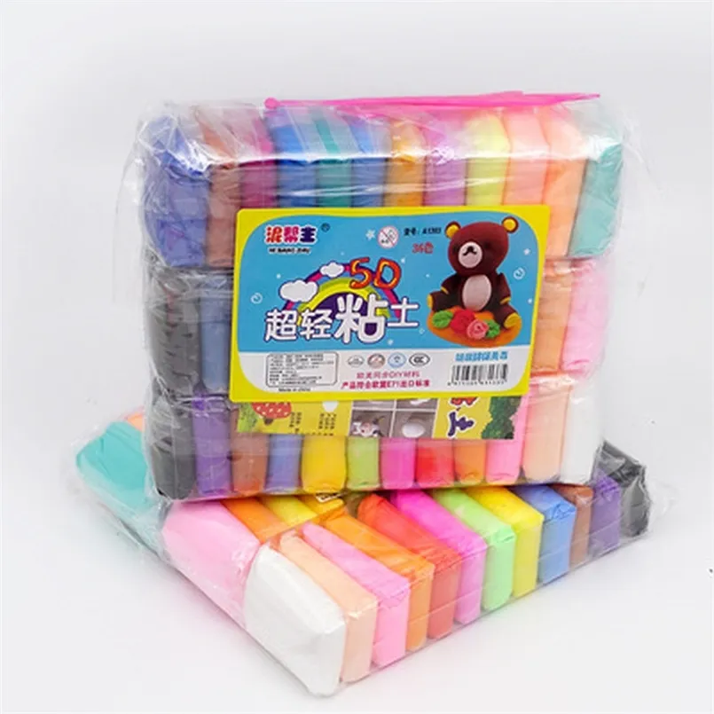 36 couleurs / Set Light Air Plasticine Fluffy Slime Jouets Putty Soft Clay Antistress Slime Fournitures Fidget Polymer Clay pour les enfants 201226