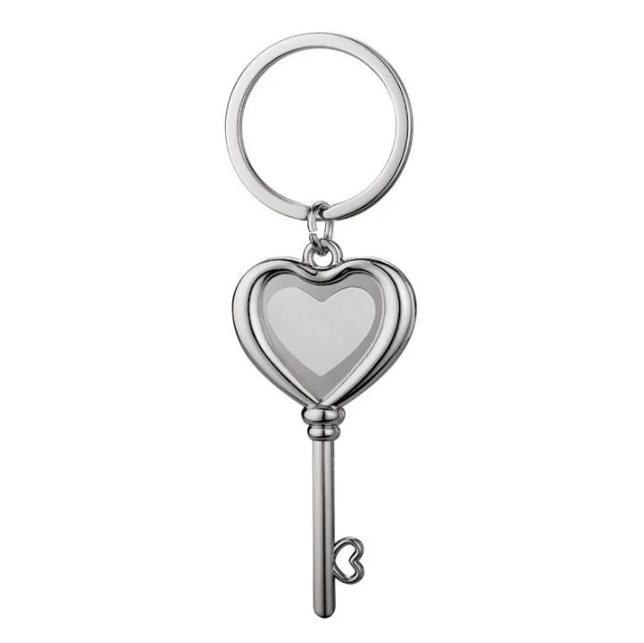 Party Favor Heat Transfer Heart Shaped Key Pendant DIY Keychain Sublimation Blank Metal Keychains Decorative Keyring SN3405