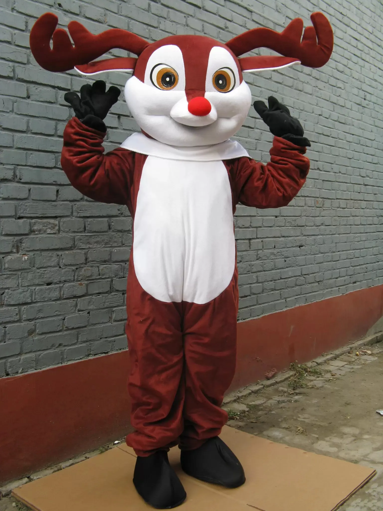 Caráter de filme de desenhos animados Real fotos de Natal cervo rena mascote traje tamanho adulto