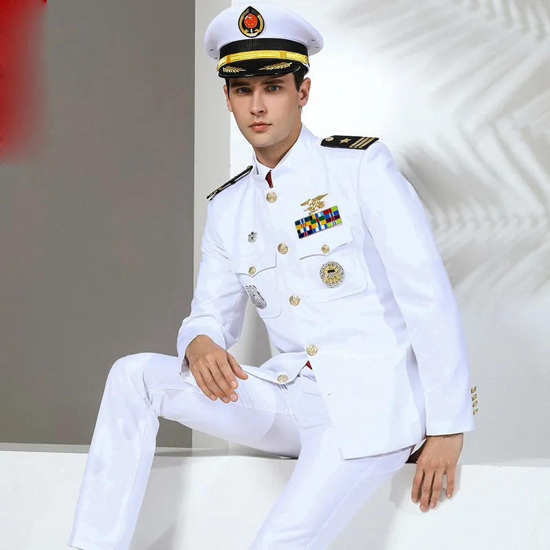 Formulering goedkeuren Samengesteld Kwaliteits VS Standaard Marine Uniform Witte Militaire Kleding Mannen  Amerika Marine Formele Kleding Witte Militaire Pakken Hoed + Jas + Broek  Van 106,58 € | DHgate
