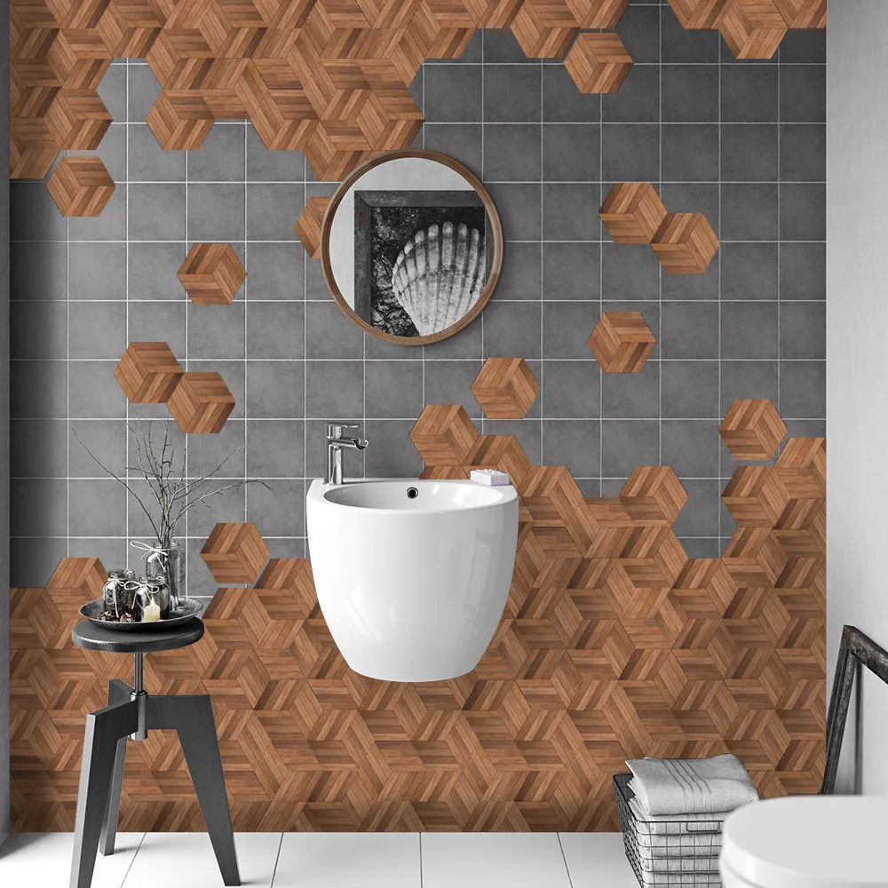 Autocollants Carrelage Hexagonal - Lot De 10 - Imperméable Et Antidérapant - Déco Murale Facile