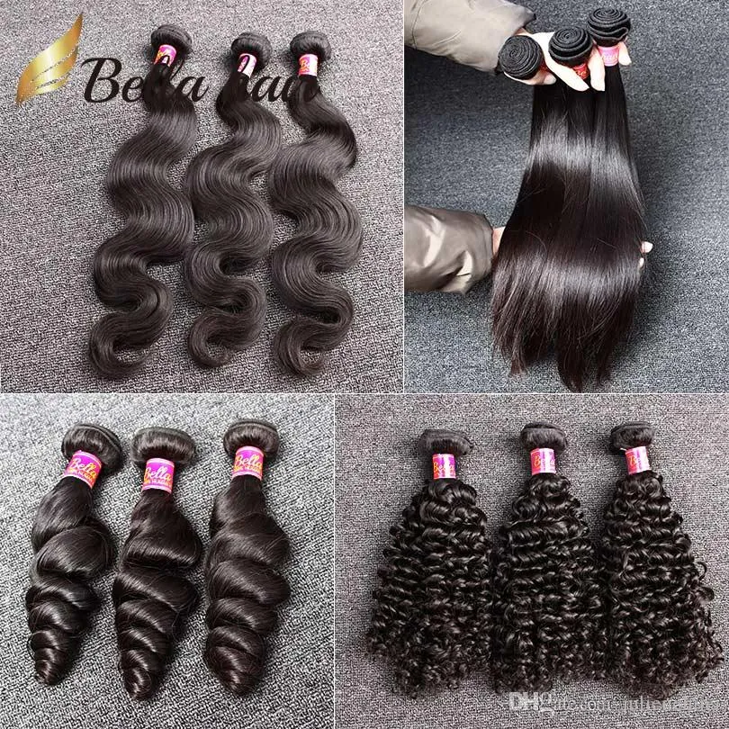 BellaHair® 처리되지 않은 8A 브라질 번들 버진 헤어 익스텐션 Human HairWeave 내추럴 컬러 바디 스트레이트 루즈 웨이브 컬