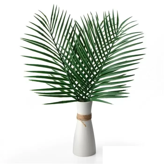 Plantas de palmeira tropical artificial Falsas Faux Faux Palm Tree Green Greenery para Flores Arranjo Casamento Casa