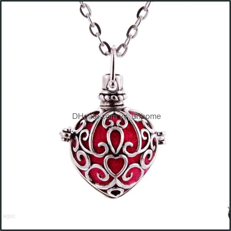 Heart Shape Perfume Oil Pendant Essential Aromatherapy Diffuse Necklace Medallion Cage for Women Girl Gift Jewelry