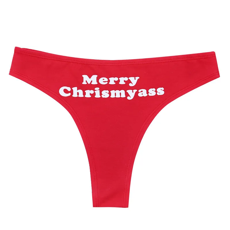 Red Cotton Thongs Underwear For Women Christmas Thongs Sexy