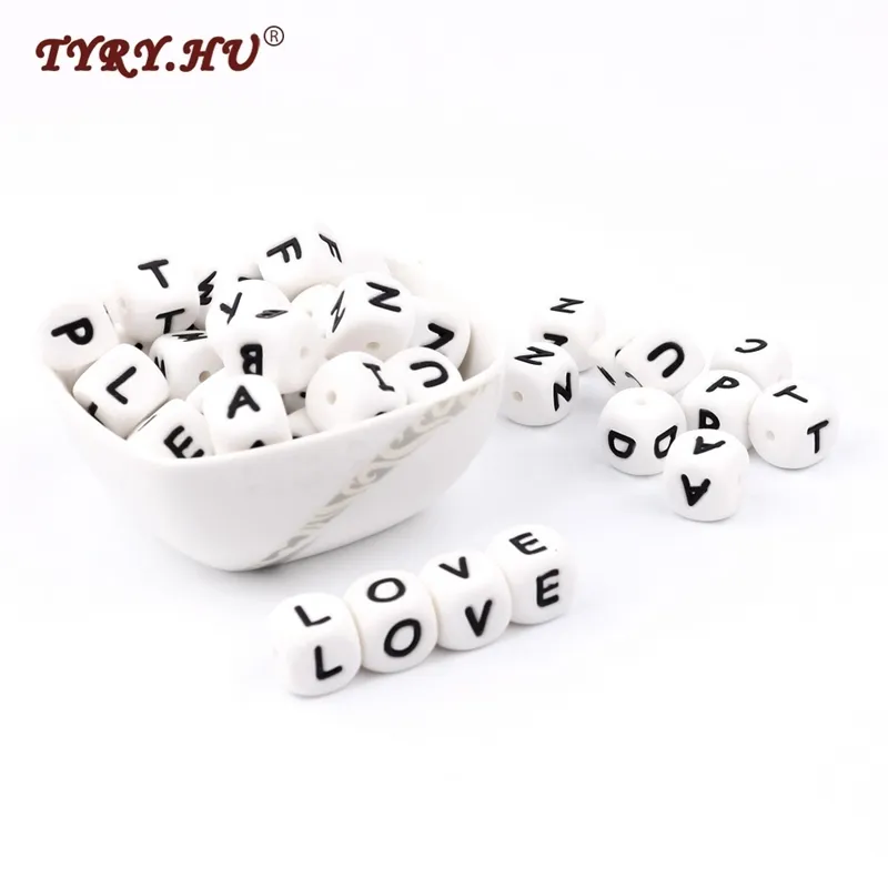 TYRY.HU 200pc 12mm Silikon Brief Kauen Perlen Alphabet DIY Halskette Schnuller Kette Baby Zahnen Perlen Für Schmuck Machen neue Y200730