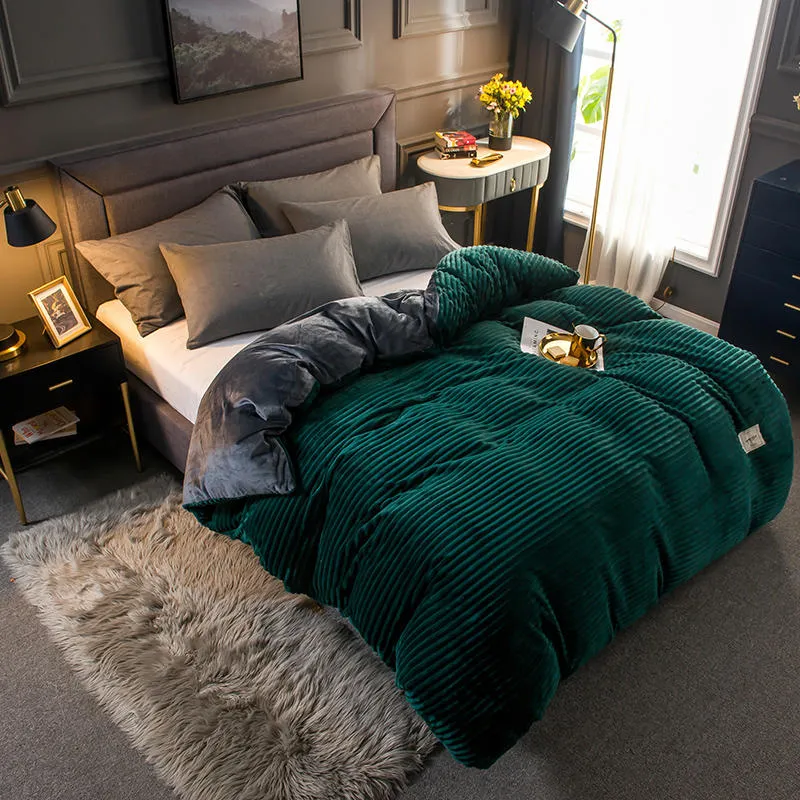 Dual Use Velvet Duvet Sofa Bed Blanket Double Sided Thick Warm