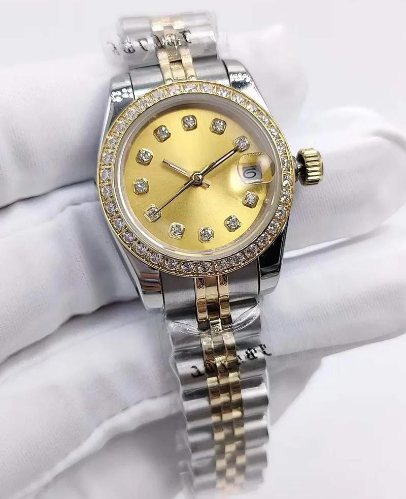 Orologio meccanico automatico da donna da 26 mm di alta qualità, orologio da donna con diamanti, fibbia in acciaio inossidabile da donna, impermeabile, fa335S