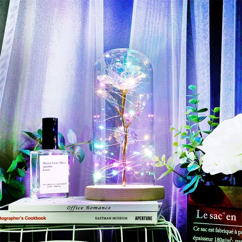 Eternal Rose LED Night Bedroom Lampadaire Bureau de la lampe de la Saint-Valentin Partie de mariage de la Saint-Valentin Cadeau de la fête des mères Maison Décoratif Light 201212