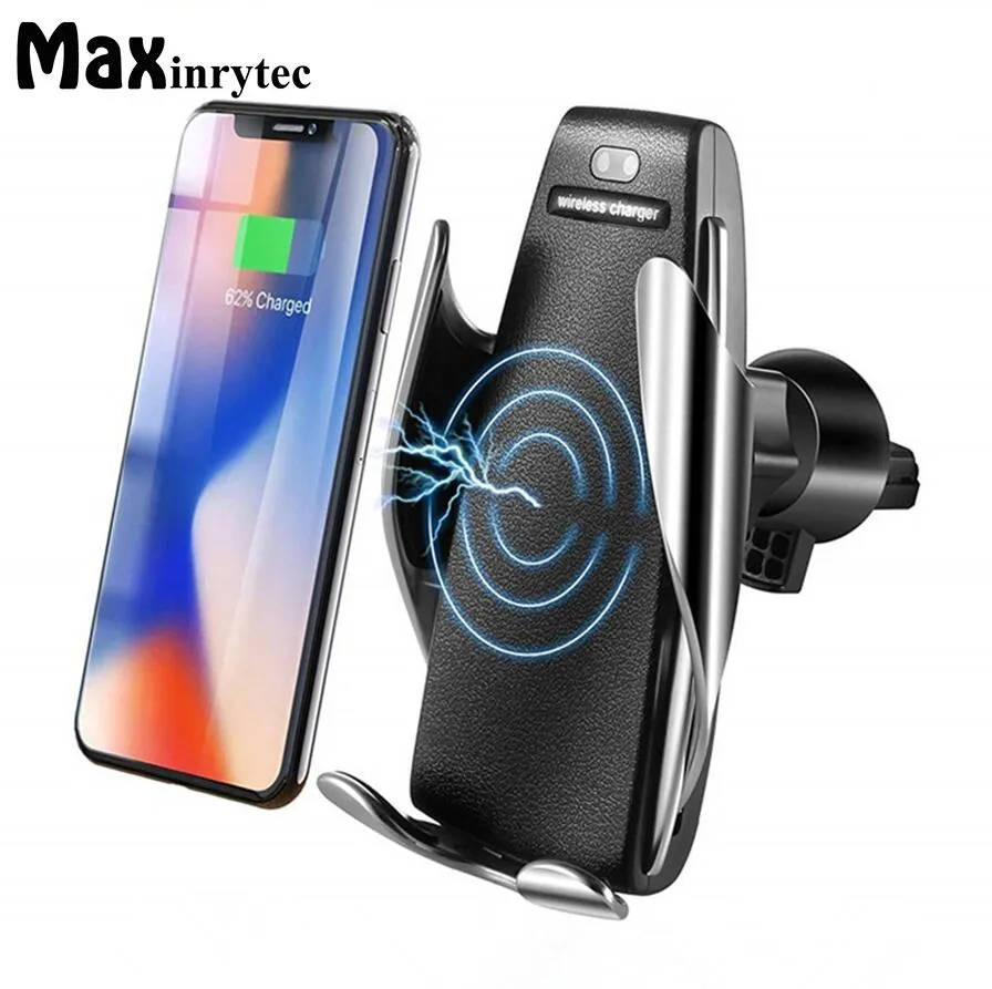 S5 Automatic Clamping 10W Qi Wireless Car Charger 360 Degree Rotation Vent Mount Phone Holder For iPhone Android Universal Phones 001