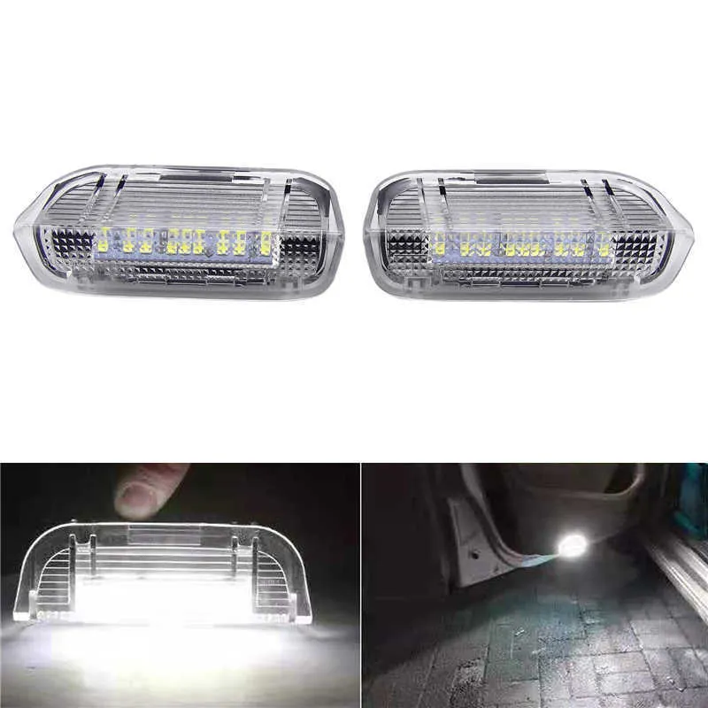 新しい2個の車の車のLEDホワイトライトドア警告歓迎された照明ライト照明照明ランプJetta PassatのためのVWゴルフMK5 MK6 EOS