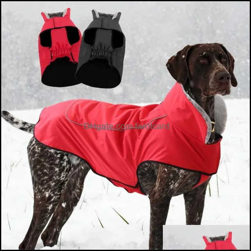Winter Warm Dog Clothes Waterproof Thick Dog Jacket Coat Reflective Elastic Dog Clothing Red Black for Medium Large Dogs 220113