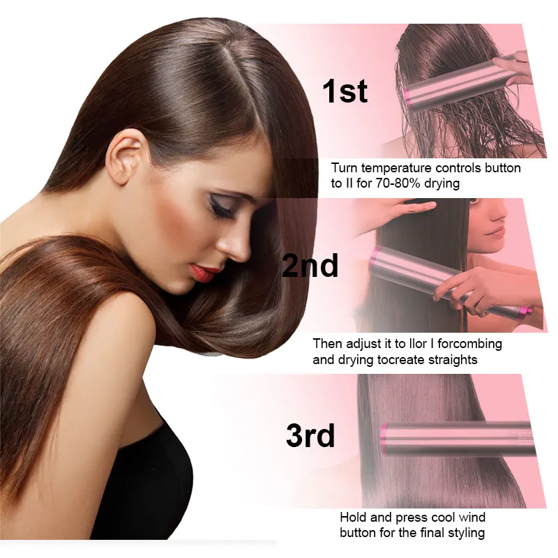 Eenstap haar föhn fast föhn 4 in 1 negatieve ionen haar salon volumizer straightener kam