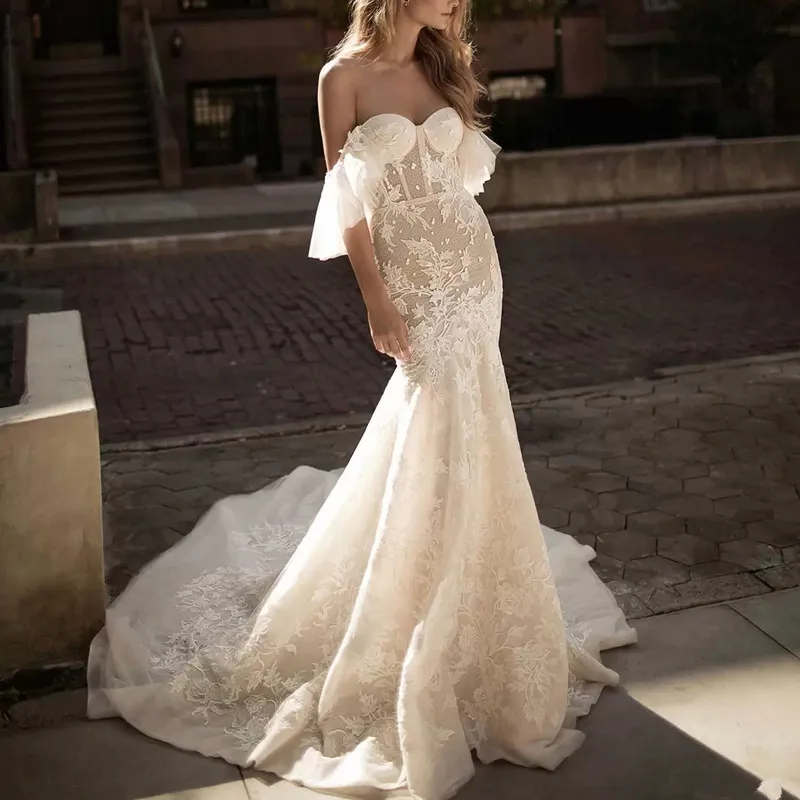 Berta off the shoulder wedding best sale dress