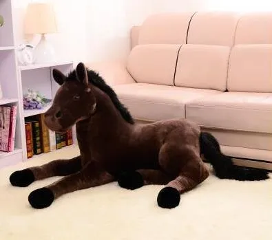 馬のぬいぐるみ：70cmのうつぶせ馬のぬいぐるみ、リアルなおもちゃの