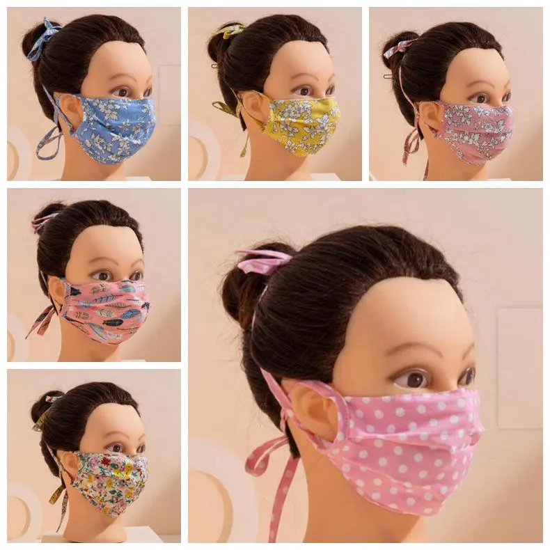 Mascarilla twarz maska ​​z długą liną ucha Zapobieganie bólu uszu wielokrotnego użytku zmywalne maski bawełniane Party Dorosłych Maske projektantów mody Osłona YW18
