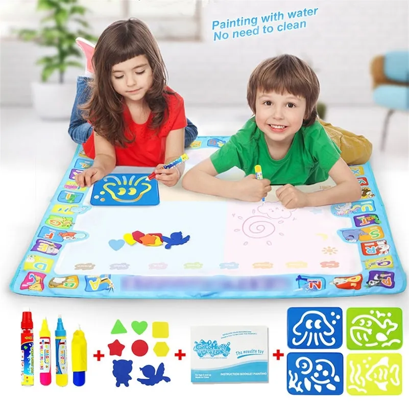100 * 100 cm grande taille planche à dessin d'eau tapis peinture avec stylo de griffonnage d'eau jouets de dessin à colorier non toxiques pour enfants LJ200907