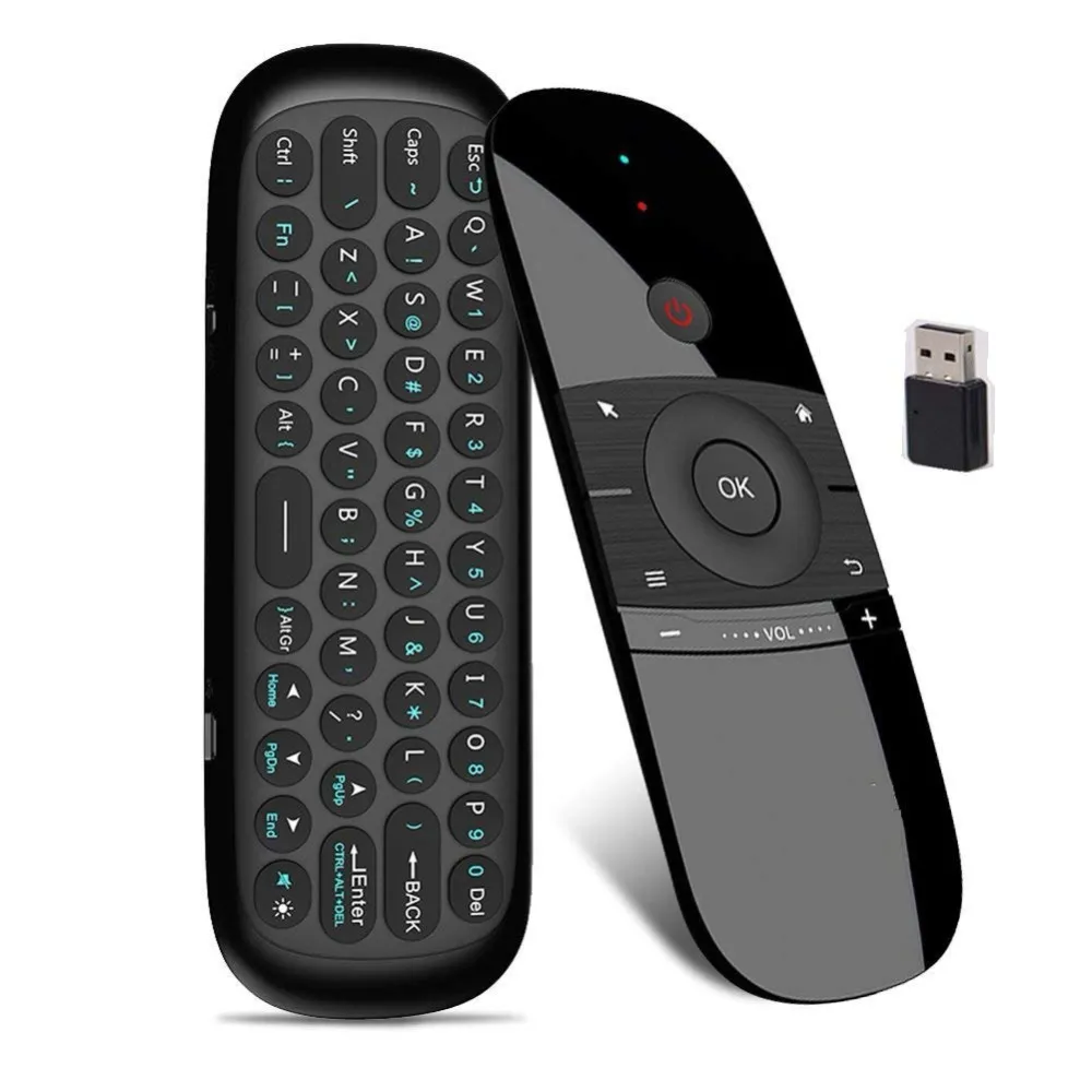 Wechip W1 2.4G Air Mouse Teclado sem fio EN Controle de versão Infravermelho Aprendizagem remota Receptor USB de detecção de movimento de 6 eixos