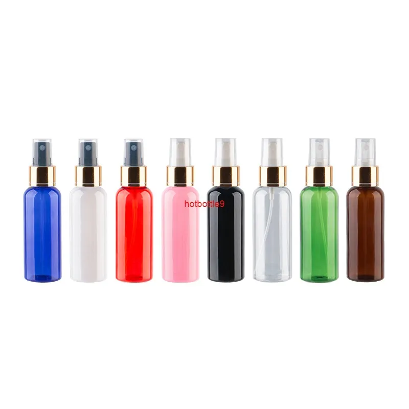 50ml X 50 Botella de perfume de plástico de color vacía 50cc Contenedor de rociador de niebla blanca transparente Envase recargable cosmético por favor orden