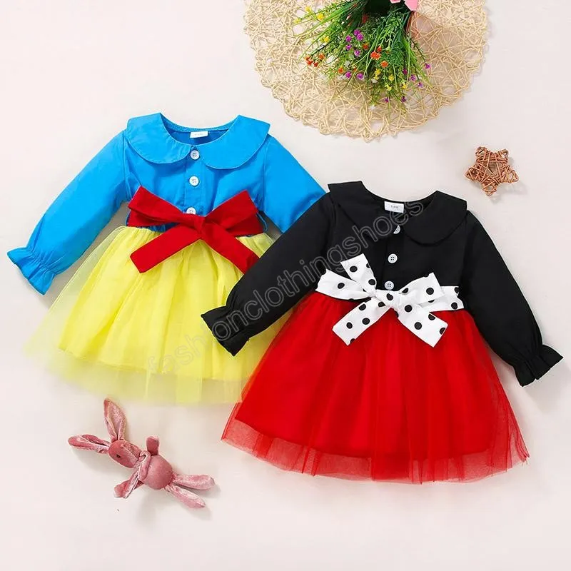 Vêtements pour enfants filles Dot Bow robe infantile enfant en bas âge Net fil dentelle maille robes de princesse mode été printemps automne bébé vêtements