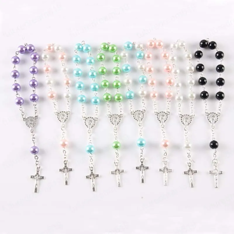 Religious Gifts Multi Colors Plastic Peach Heart Rosary Bracelet Children's Communion Baby's Bastism Favor Decade Mini Rosary