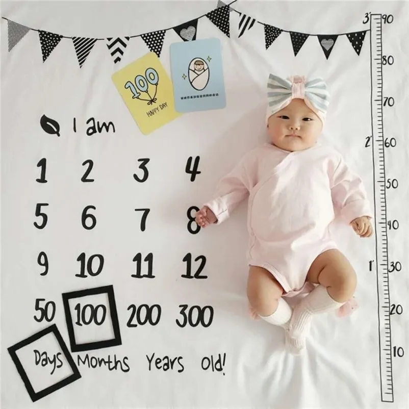 Milestone Couvertures Nouveau-né Photographie Fond Prop Serviette de bain pour bébé Tissu d'emballage de couette pour bébé ou couverture de cent jours 201210