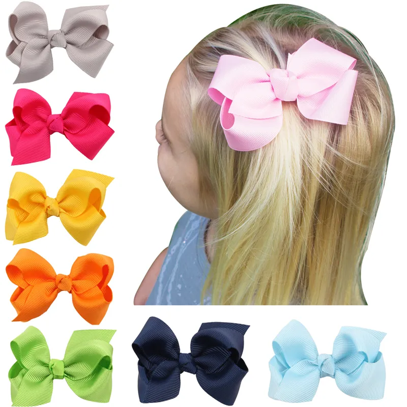 Baby Girls Barrette Bow Hair Clips Barn Hårtillbehör Ribbon Bowknot Hairpin Boutique Headwear Children Barrettes för småbarn QHC015