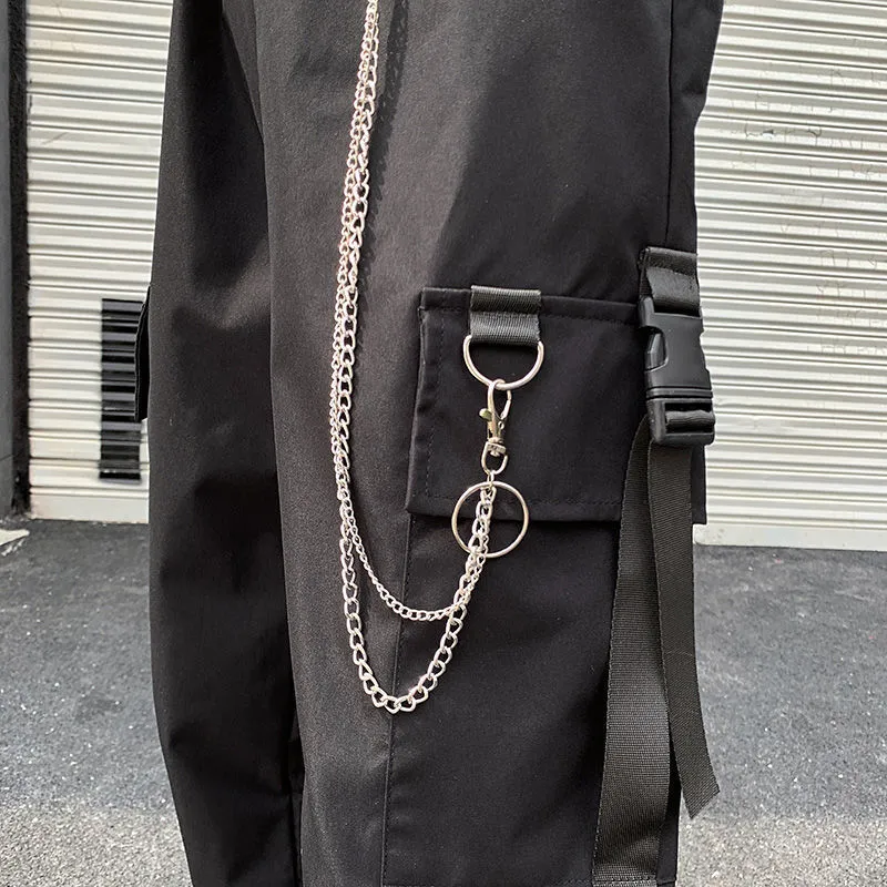 【YOURNUS】Beanies Shirring Strap Cargo Pants Harajuku Punk Women's male cargo pants with Buckle