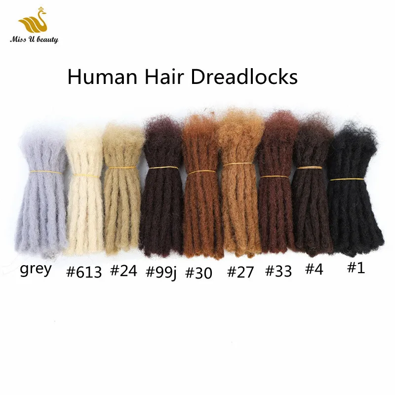 10st Hume Hair Dreadlocks Crochethair handgjorda hårextensioner 8-20 tum svart brun blond 99J grå färg