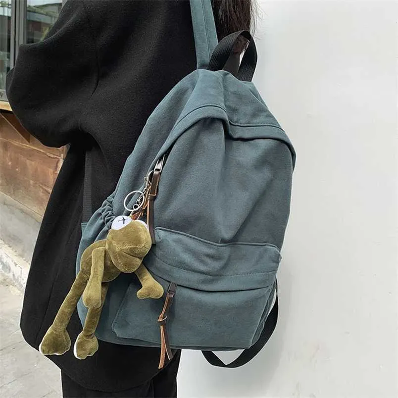 Femmes HOCODO couleur unie classiques sac à dos femme décontracté mode pendentif sac à dos Simple épaule sac à dos pour adolescent filles 202211