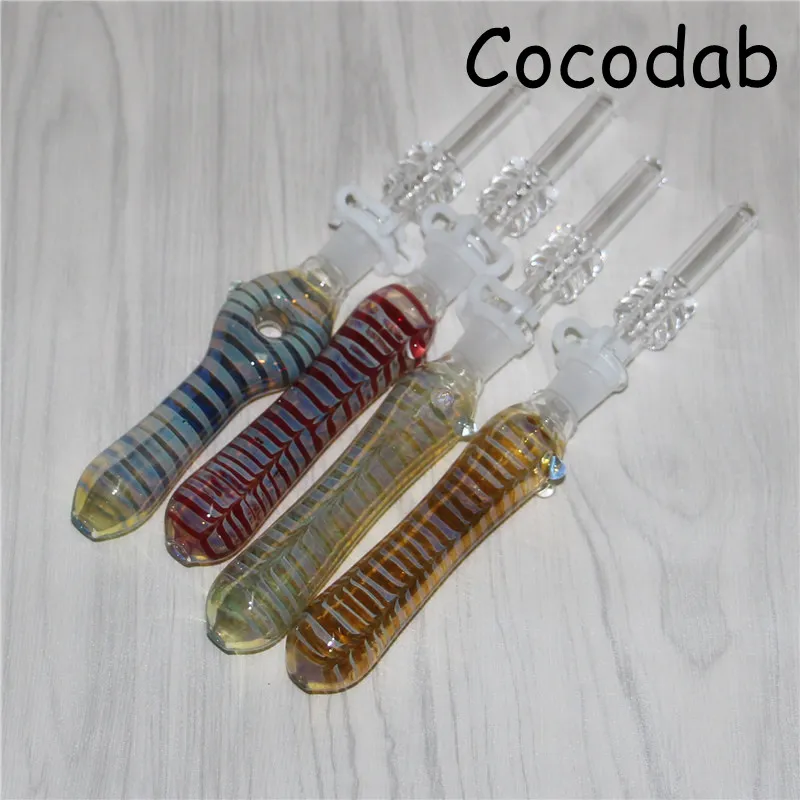 Groothandel waterpijpen 10 mm Glas Nectar Kit met titanium nagelkwarts Tip Mini -rookpijpen Dab Strows DHL