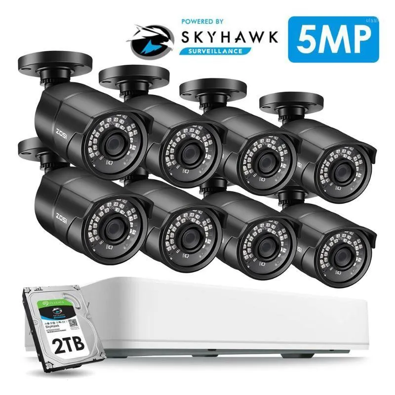 Systemy Zosi 5mp 8CH AHD Analogowy system nadzoru wideo Zestaw CCTV z kamerami bezpieczeństwa Watervision Wodoodporna IP67 Outdoor DVR HDD1