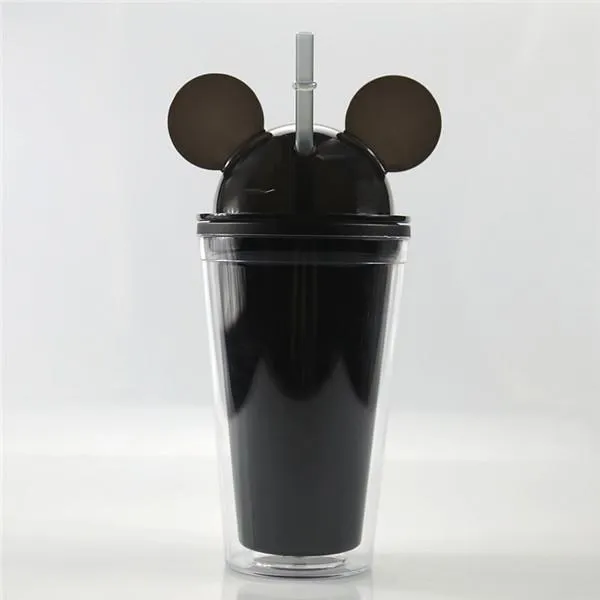 15oz Acrylic Tumbler with Dome Lid and Straw, Double Wall Clear Plastic Cup  with Mouse Ear, Reusable FY4301 from Dhgate Tumblers - price 9.25