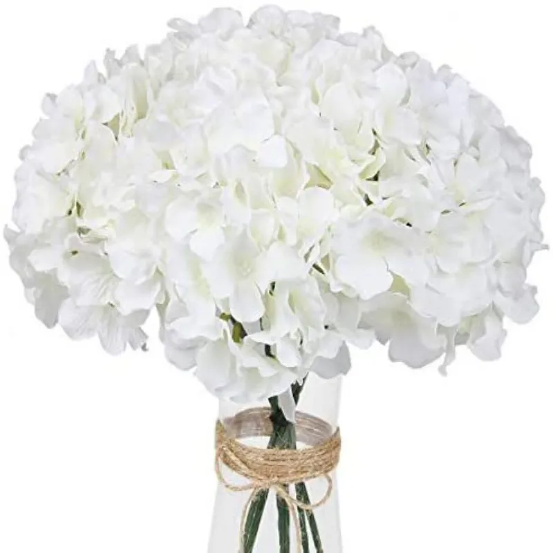 Silk Artificial Hydrangea Flowers 54 Petals Silk Hydrangeas with Stem for Flower Arrangement Table Decor Wedding Home Decoration