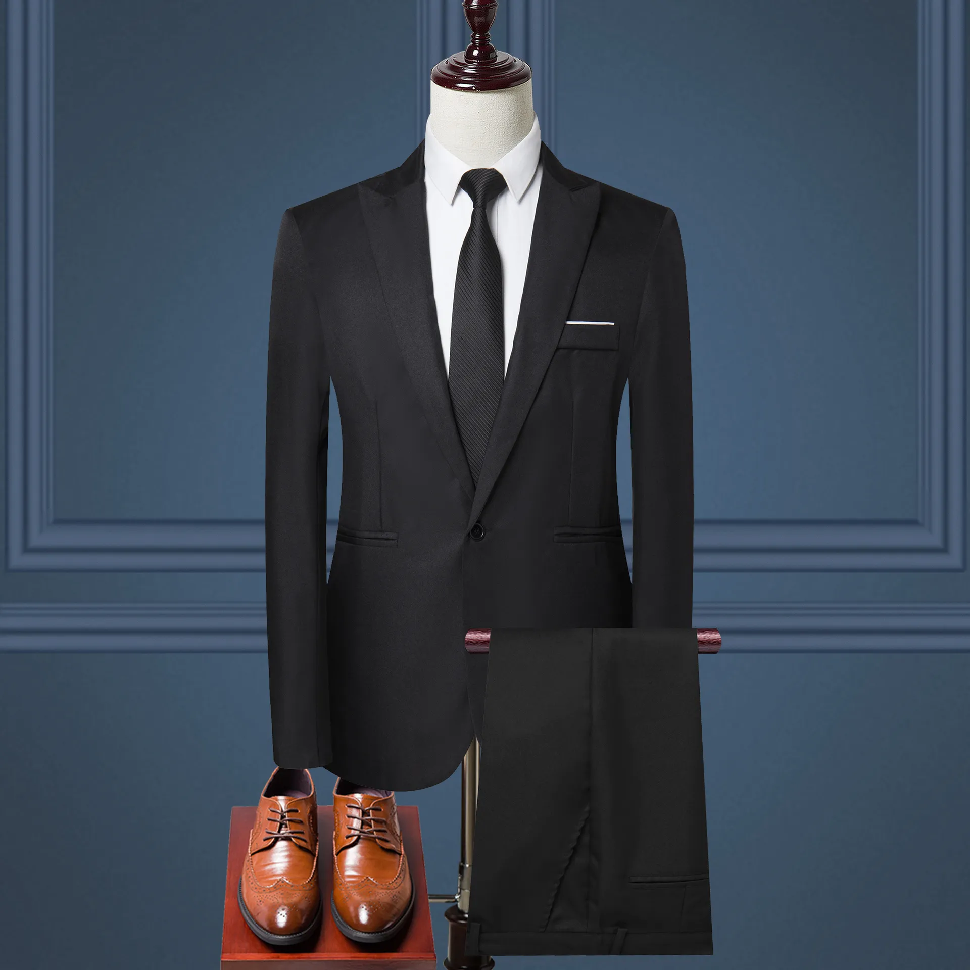 DHgate Mens 2 Piece Plus Size Slim Fit Business Formal Party Wedding Blazer Pant Suits Apparel
