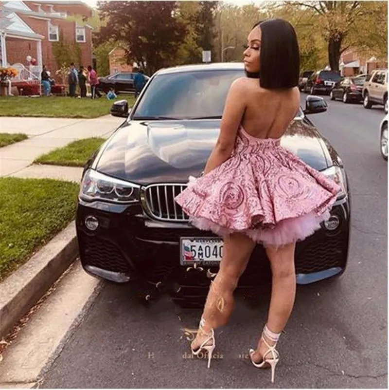 Short Light Pink Homecoming Dresses Halter Backless... From Chicweddings,  $94.53 | DHgate.Com